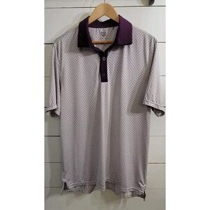 NWOT Graham Luxe Lennox GL1021 Polo Golf Shirt White Grape Royale L AOP Print